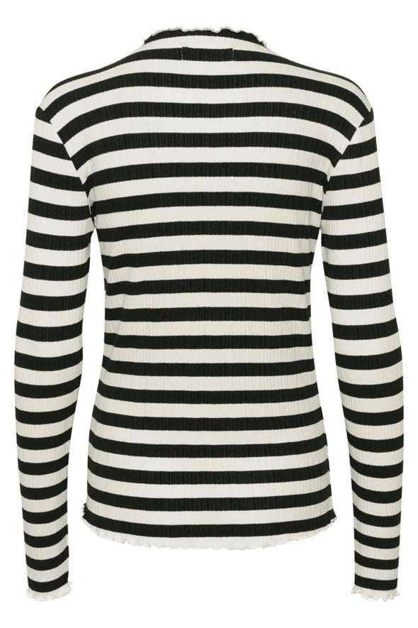 Candace LS Tee - Egret Stripe