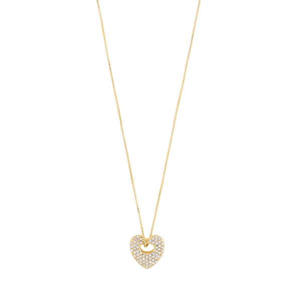 Dune Heart Necklace-Gold Plated-Crystal