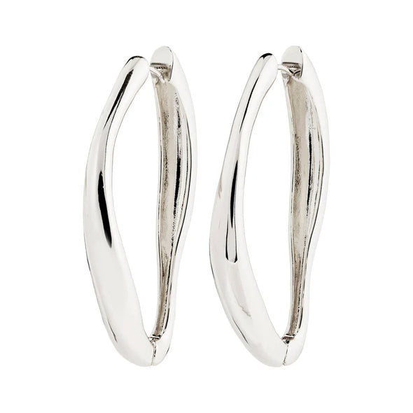 Dune Hoop Earrings - Silver Plated