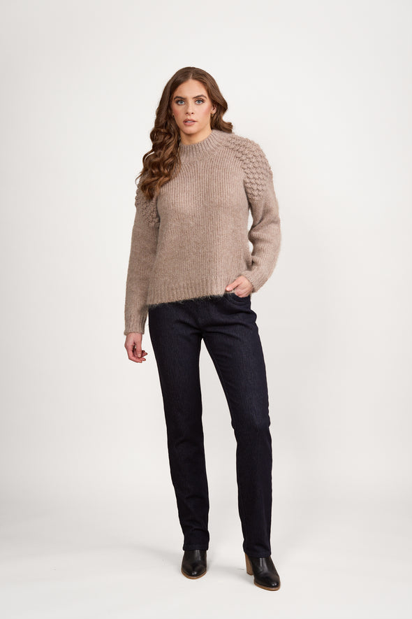 Bobble  Detail Sweater -Twig