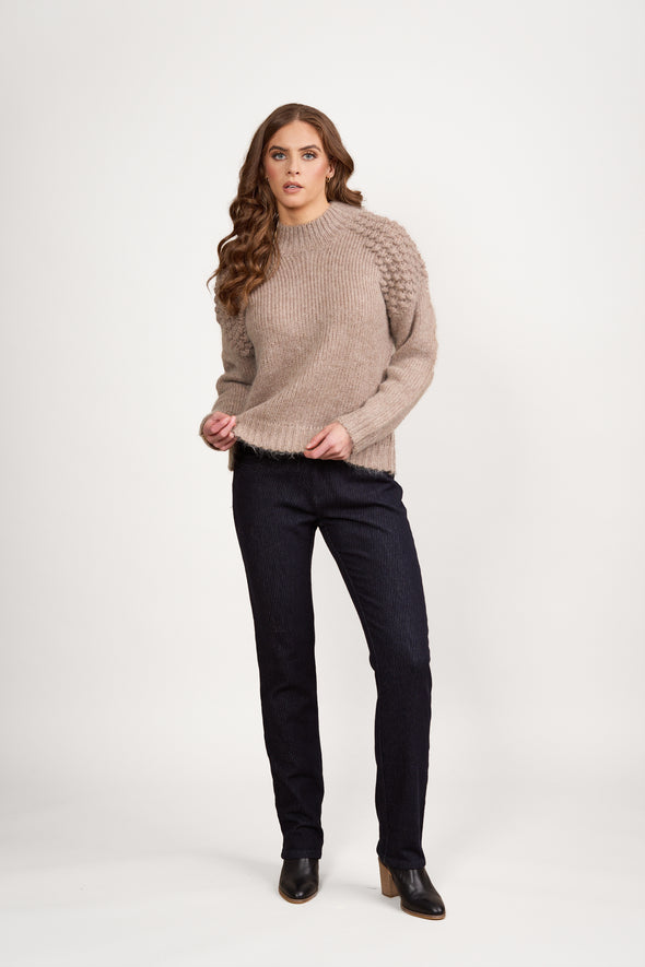 Bobble  Detail Sweater -Twig