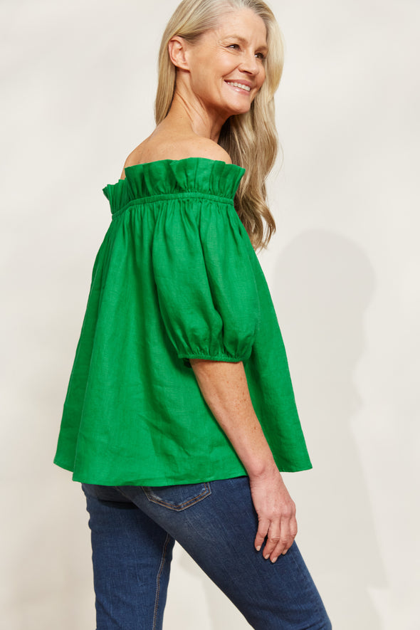 Halcyon Ruched Top -Emerald