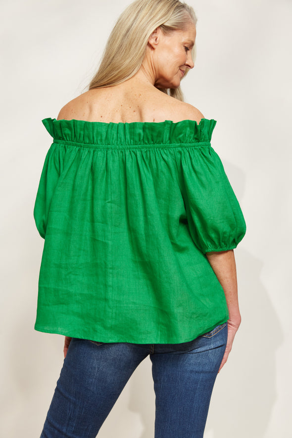 Halcyon Ruched Top -Emerald