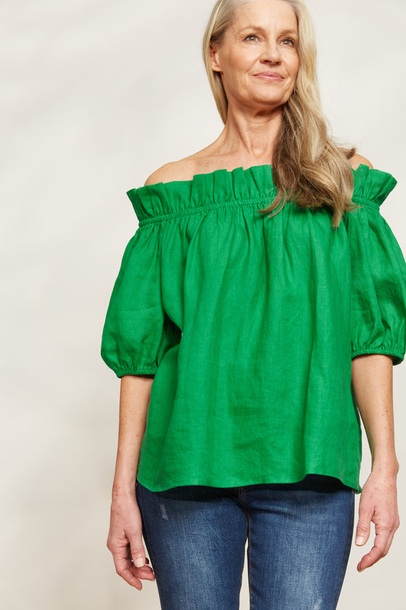 Halcyon Ruched Top -Emerald