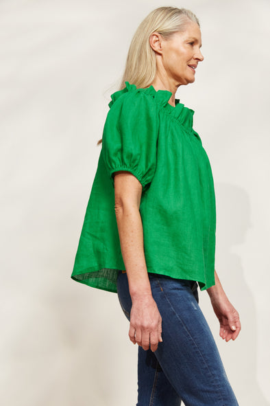 Halcyon Ruched Top -Emerald