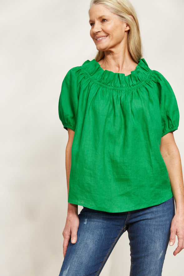 Halcyon Ruched Top -Emerald