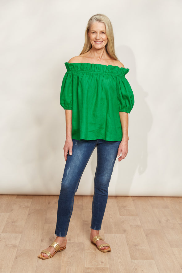 Halcyon Ruched Top -Emerald