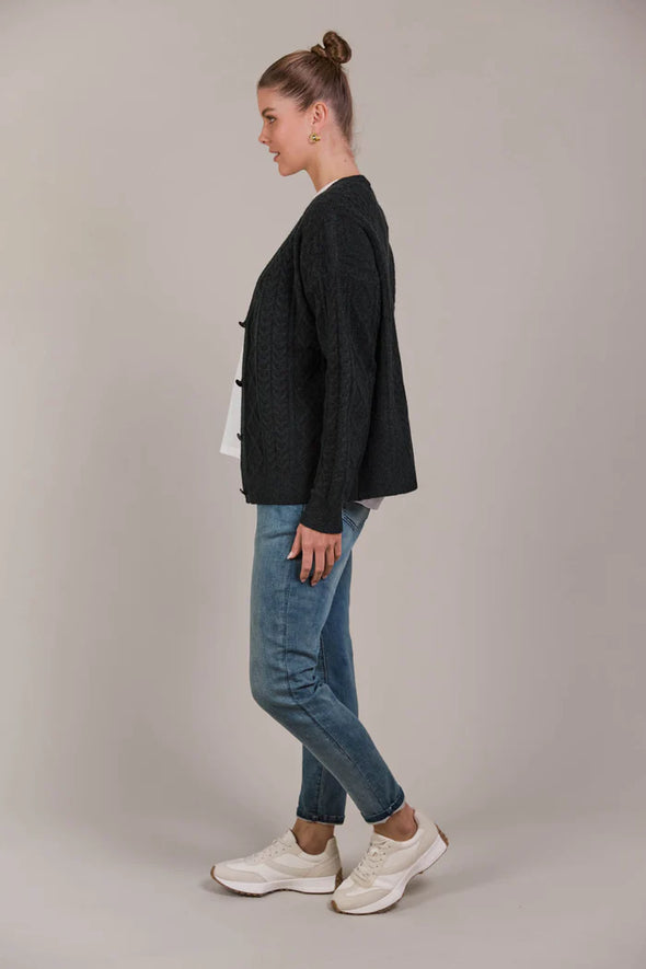 Merano Crop Cardigan - Charcoal