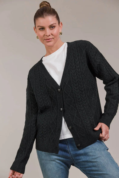 Merano Crop Cardigan - Charcoal