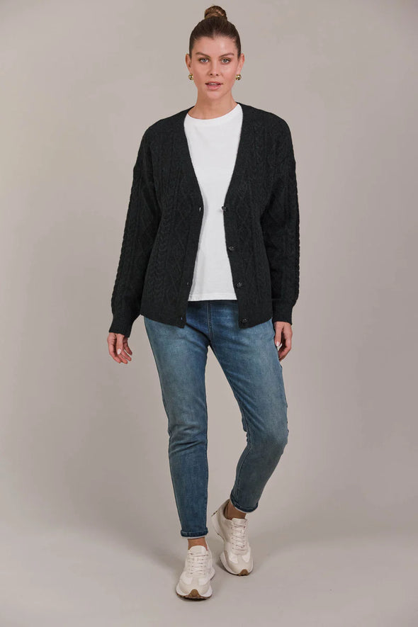 Merano Crop Cardigan - Charcoal