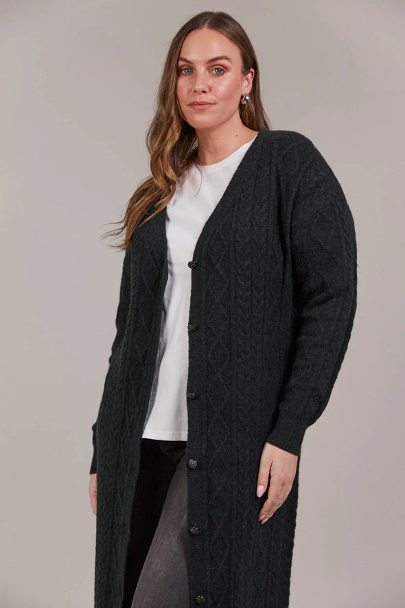 Merano Maxi Cardigan - Charcoal