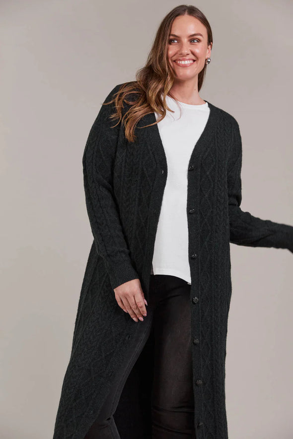 Merano Maxi Cardigan - Charcoal