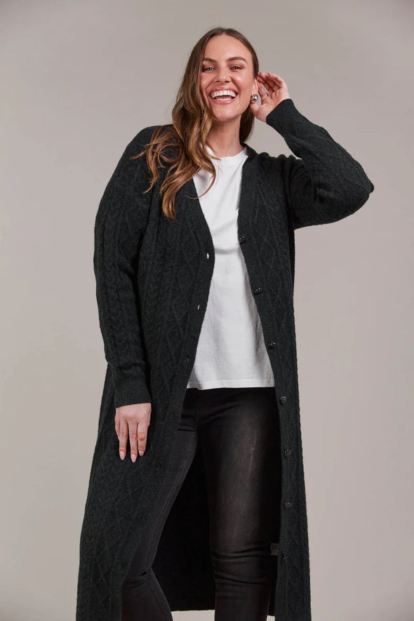 Merano Maxi Cardigan - Charcoal