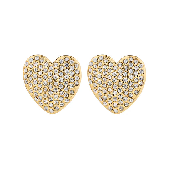 Dune Heart Earrings - Gold Plated - Crystal