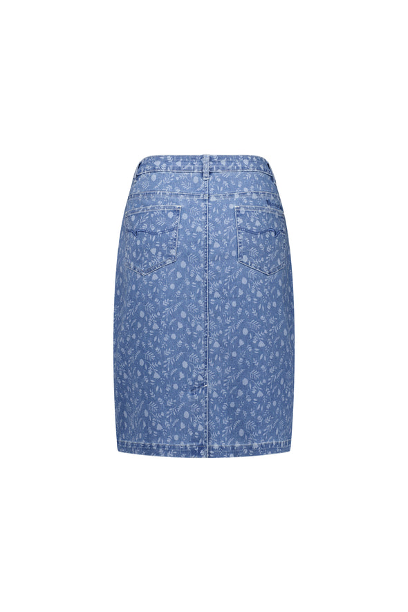 Print Denim Skirt - Ditsy