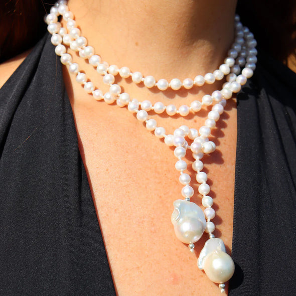 Silver Perle Baroque Pearl Necklace