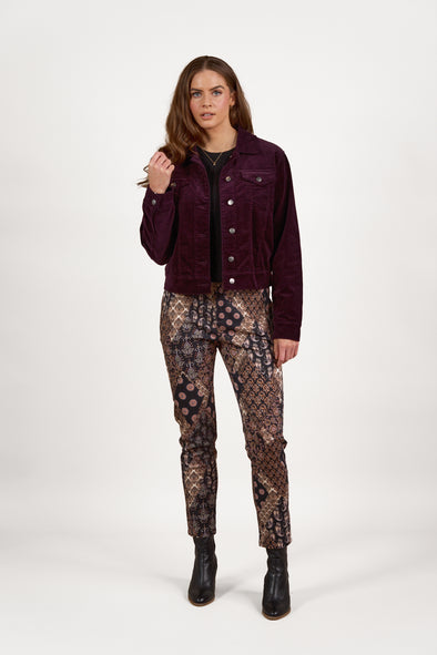 Pinwale Cord Denim Jacket-Mulberry