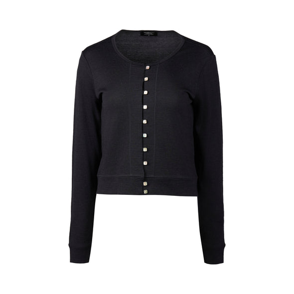 Merino Cropped Cardi-Black