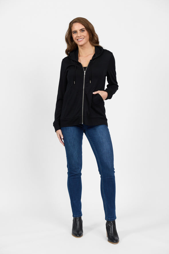 Merino Zip Hood Jacket-Black