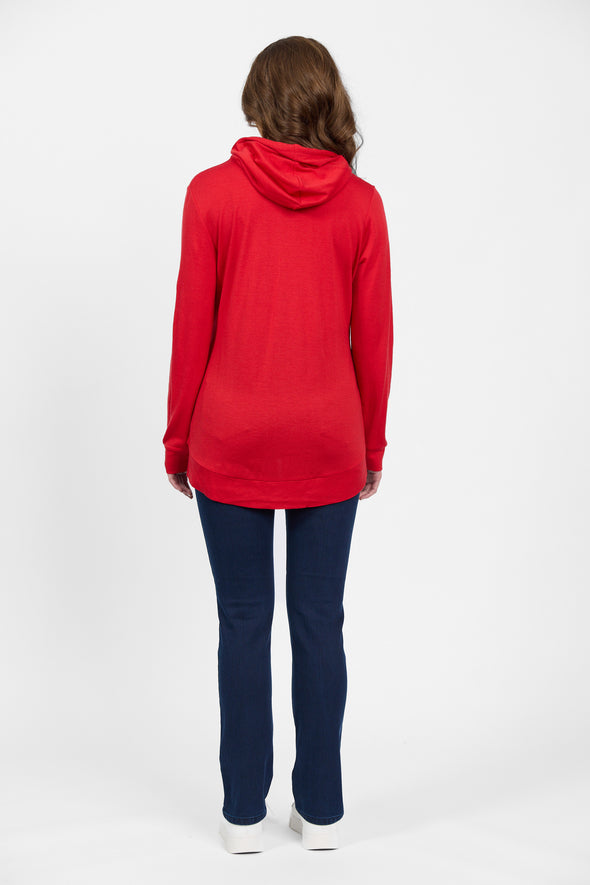 Merino Zip Hood Jacket-Scarlet