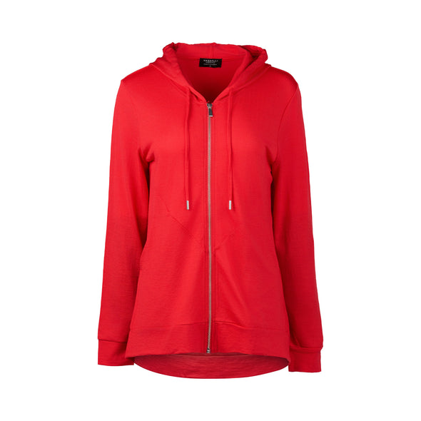 Merino Zip Hood Jacket-Scarlet