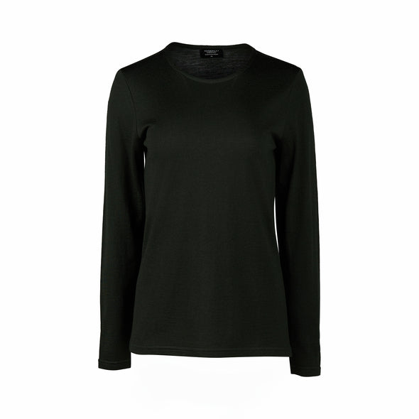 Merino Crew Neck Top-Forest