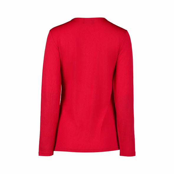 Merino Crew Neck Top-Scarlet