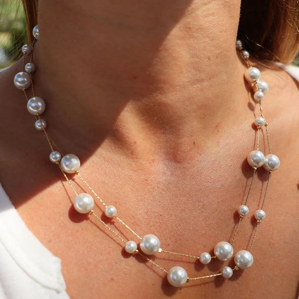 Perle Long Gold Pearl Necklace