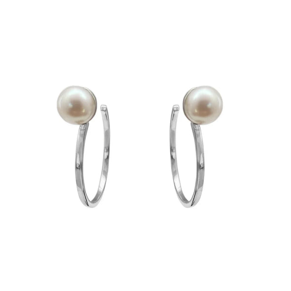 Silver Perle Hoop Stud Earring