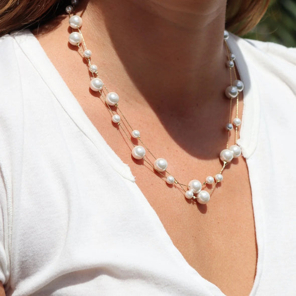 Perle Long Gold Pearl Necklace