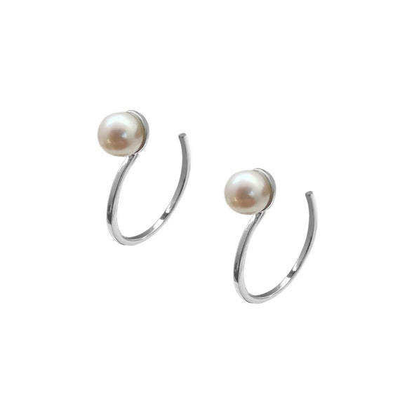 Silver Perle Hoop Stud Earring