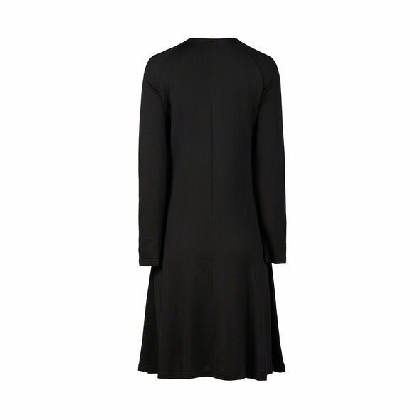 Merino L/S Swing Dress-Black