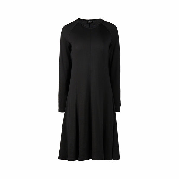 Merino L/S Swing Dress-Black