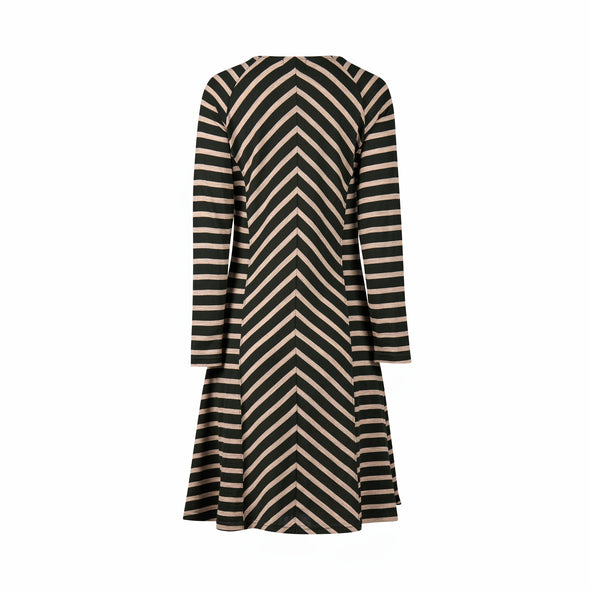 Merino L/S Swing Dress-Twig Stripe