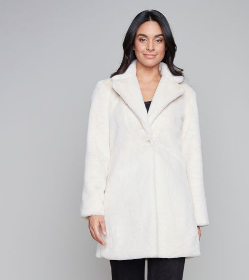 Faux Fur Coat-Ivory