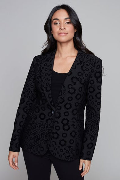 Flocked Blazer-Black