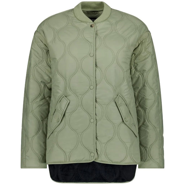 Talei Quilt Bomber Jacket-Green Tea