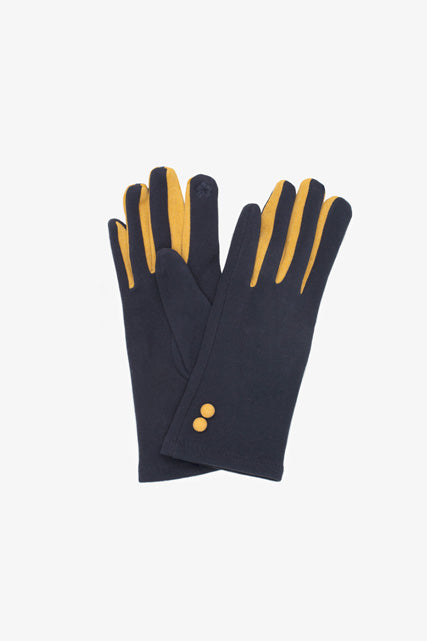 Two Tone Glove - Navy/Mustard