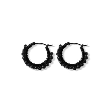 Steel Me Black Stone & Black Hoop Earrings