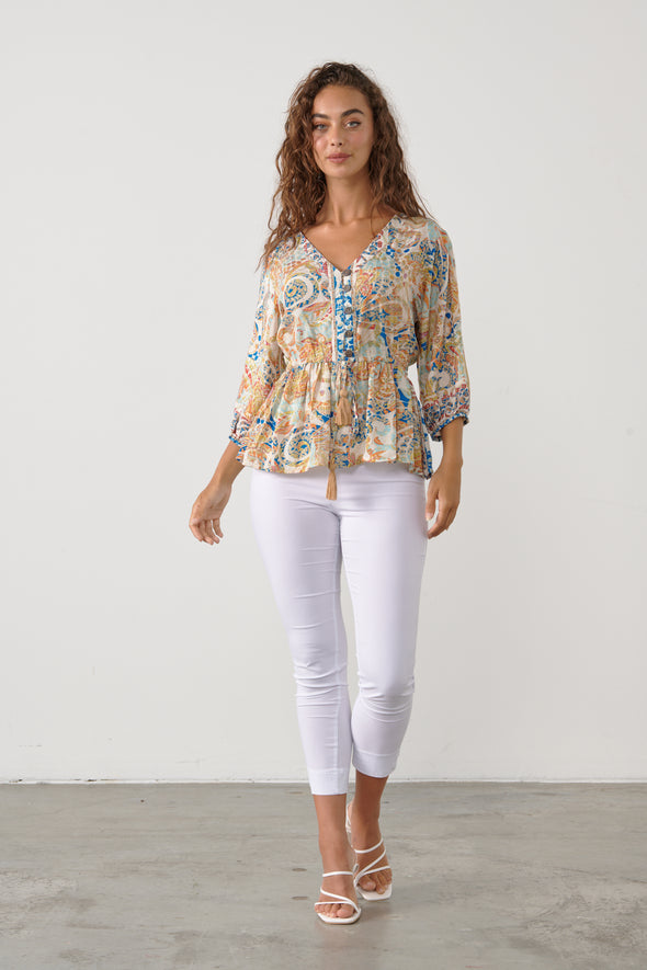 Boho Top-PrintBlue