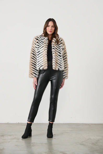 Chevron faux fur jacket