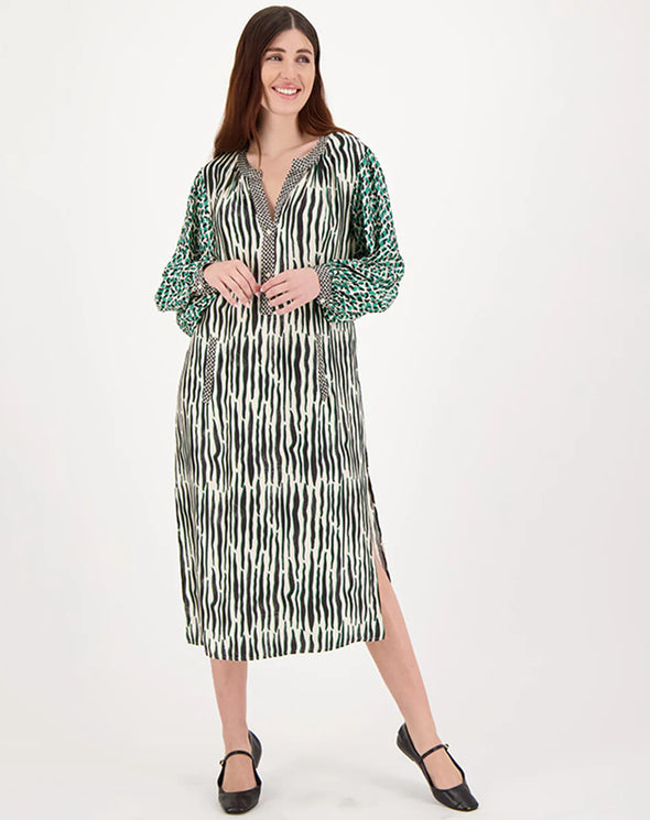 Hanna Placket Dress-Safari