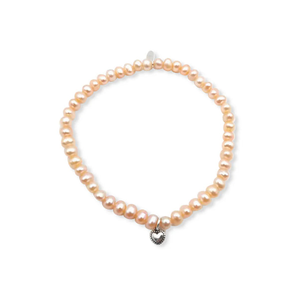 La Pierre Fresh Water Pearl Stretchy Bracelet-Pink