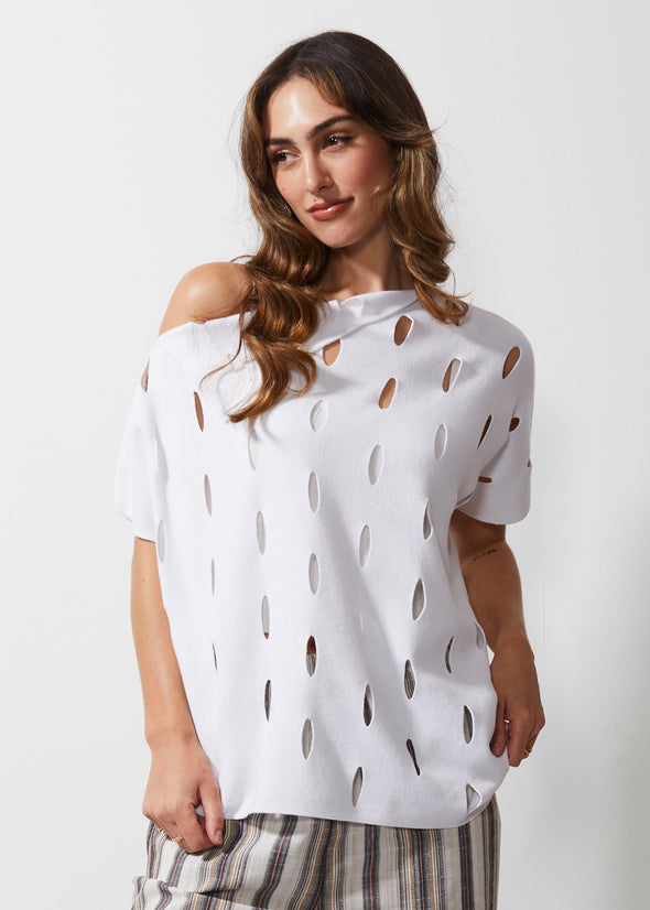 Holey Poncho Top - White