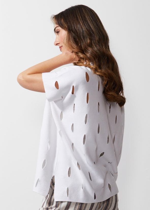 Holey Poncho Top - White