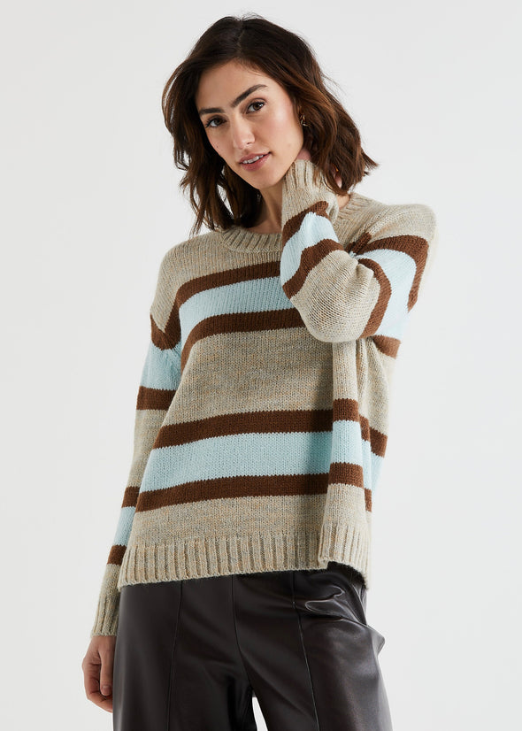 Lofty Stripe Jumper-Oat