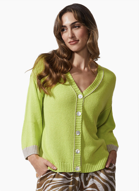 Chunky Linen Cardi - Lime