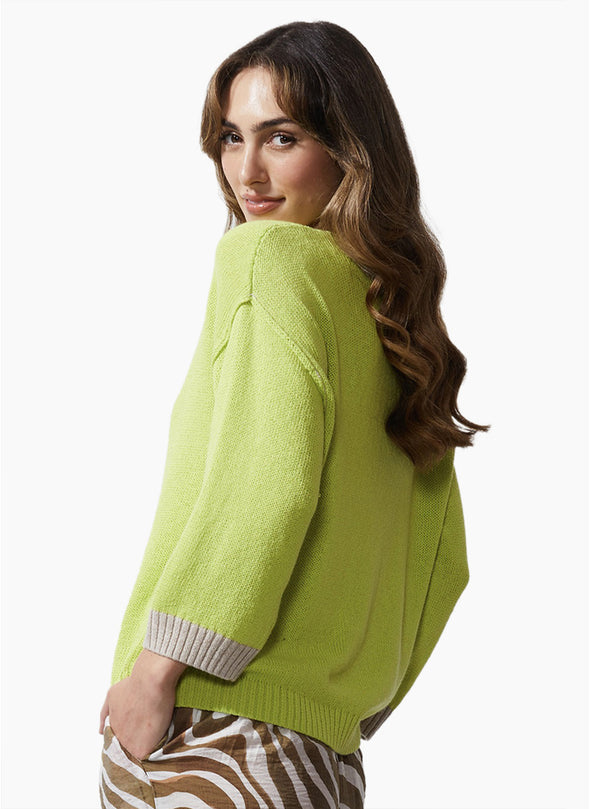 Chunky Linen Cardi - Lime