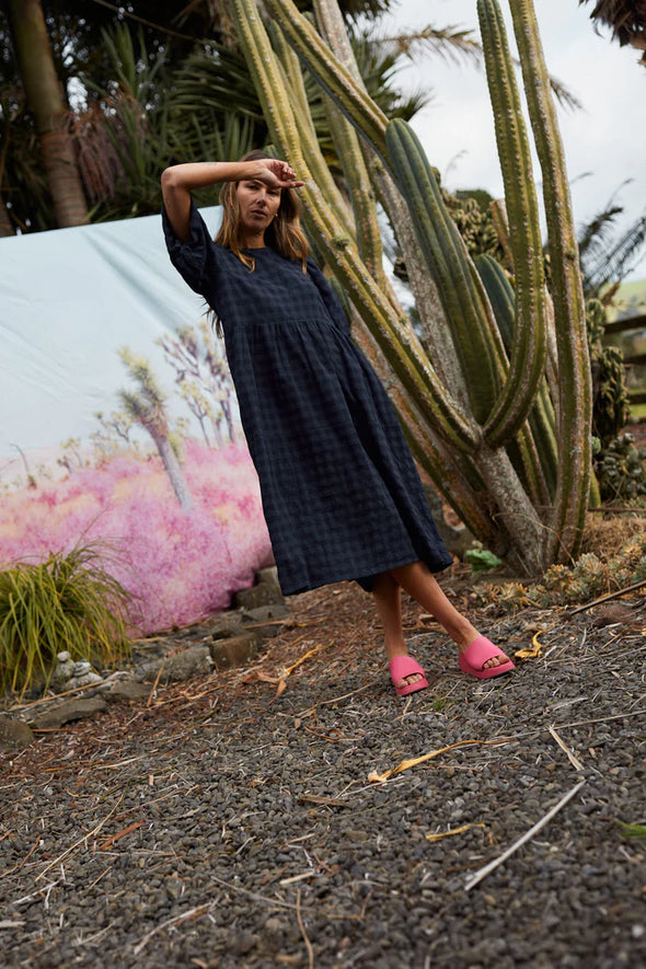 Lucinda Dress-Navy Check