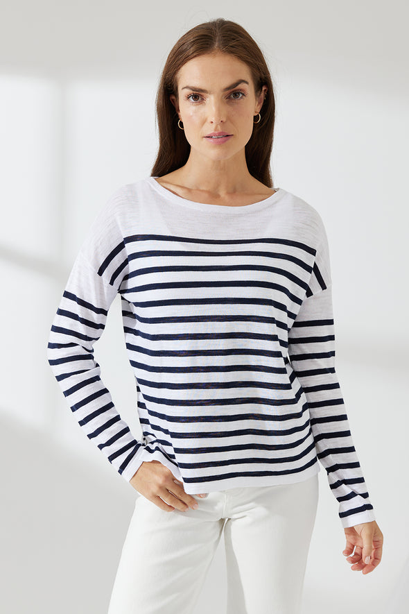 Como Stripe Crew - Chalk Navy